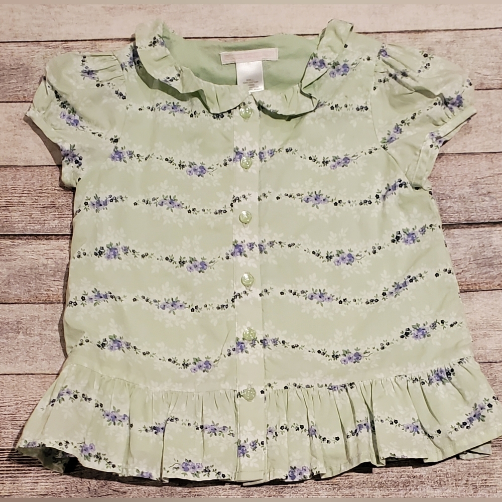 Janie & Jack Violet Meadow Floral Peplum Top Girls Size 4